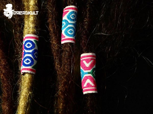 stoff-dreadschmuck, dreadperlen aus stoff, dreadschmuck aus stoff, dreadlocks, dreads, dread, fabric dread beads
